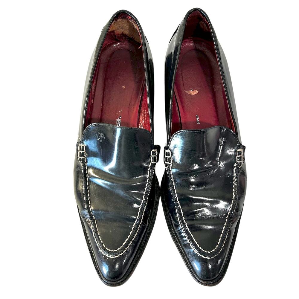 Vintage Donald Pliner Italian Black Leather Slip On Loafers 6M Quiet Luxury - Picture 2 of 7